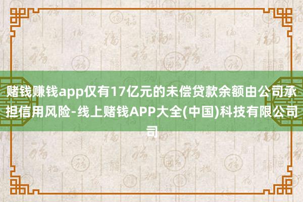 赌钱赚钱app仅有17亿元的未偿贷款余额由公司承担信用风险-线上赌钱APP大全(中国)科技有限公司