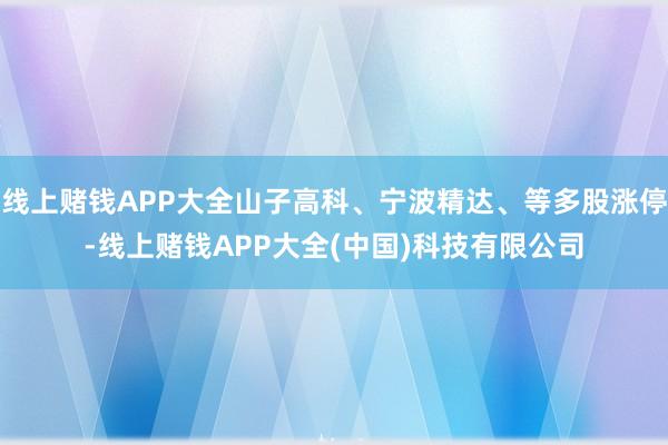 线上赌钱APP大全山子高科、宁波精达、等多股涨停-线上赌钱APP大全(中国)科技有限公司